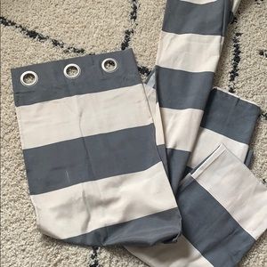 Grommet Gray & Linen Striped Curtains